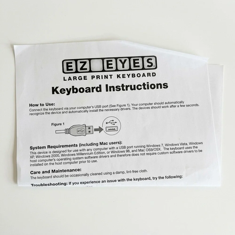 EZ Eyes Large Print Wired Keyboard with Wired Mouse, 2 Sets, Windows or Mac, NOB